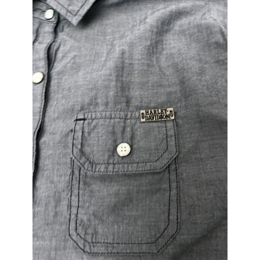 Harley Davidson Womens Gray Bandana Back Button Down Shirt Small - Picture 5 of 6